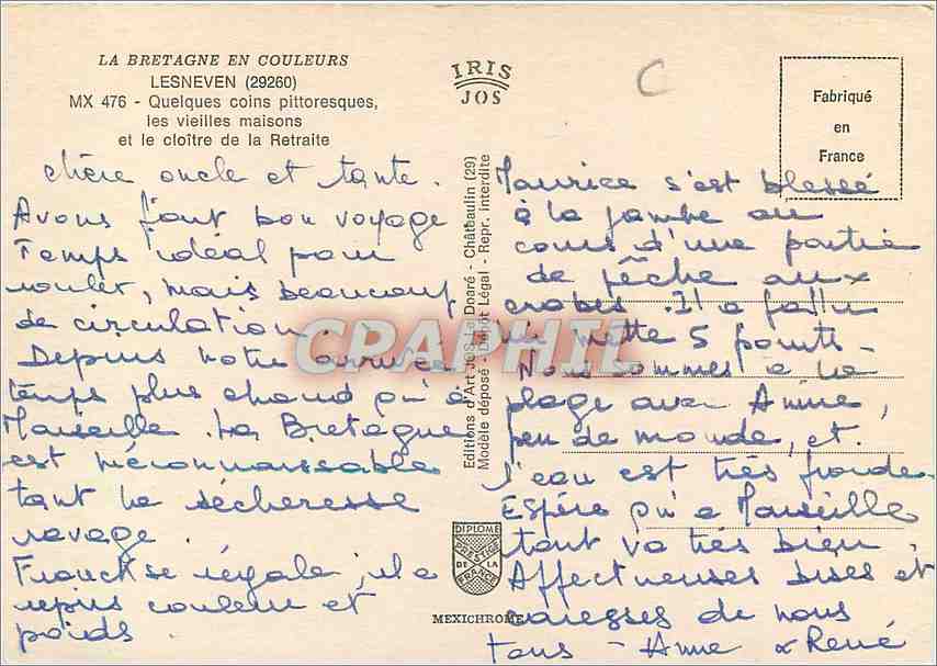 CPM Couleurs de Bretagne Lesneven Quelques coins pittoresque les vieilles maisons et le cloitre de l — Rückseite