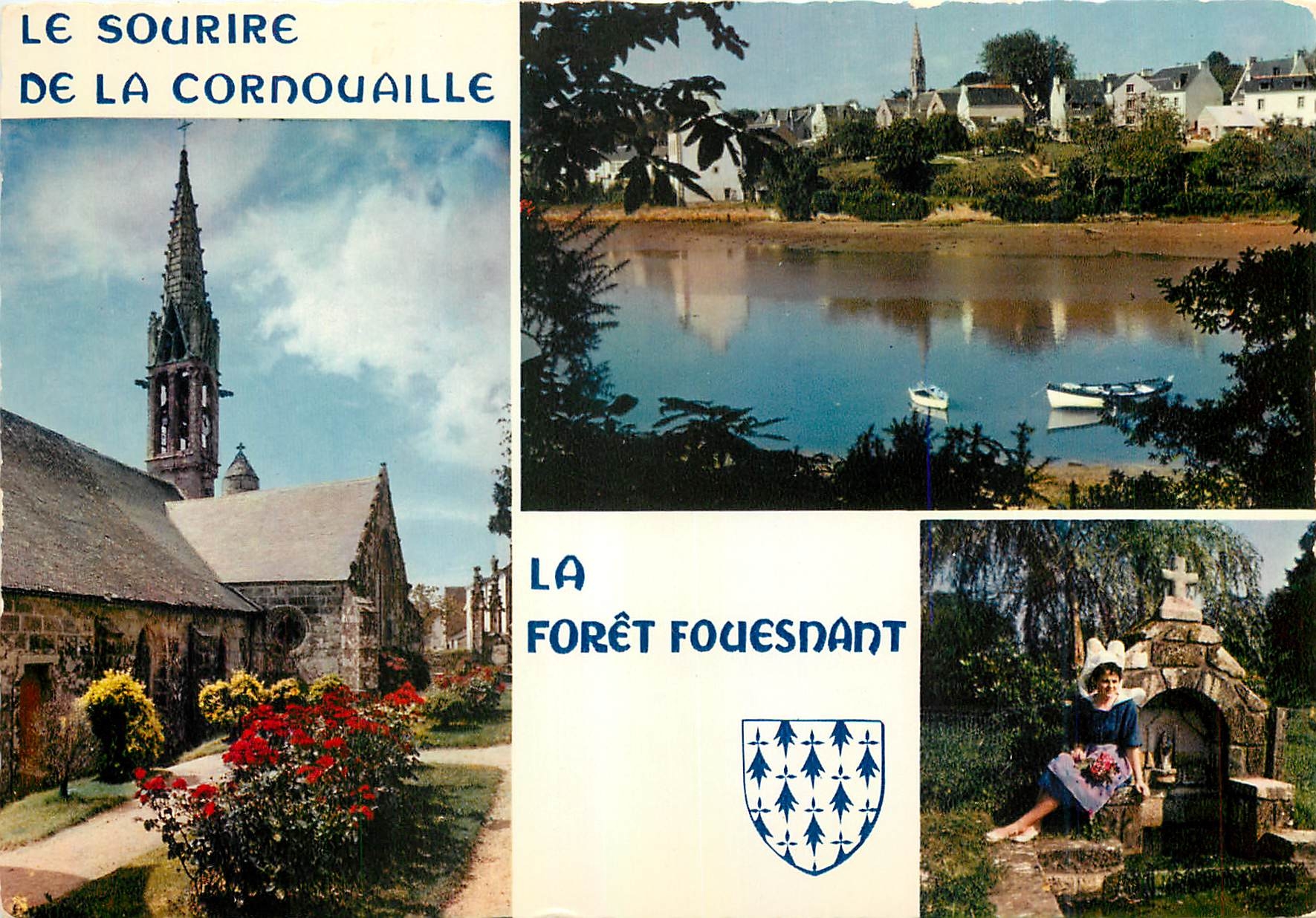 CPM Couleurs de Bretagne La Foret Fouesnant (Finistere) L'Eglise du XVIe s dominatn l'anse de lafore