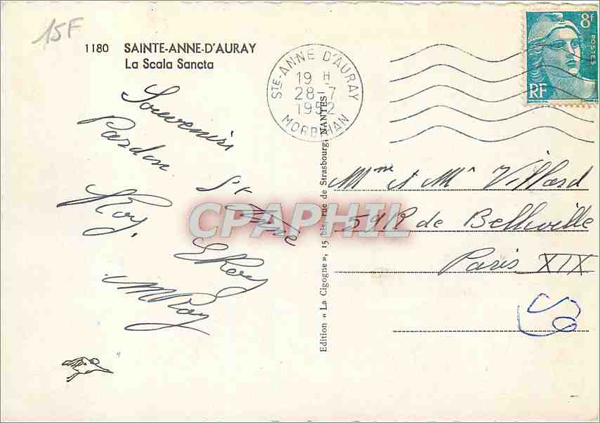 CPM Sainte Anne d'Auray (Morbihan) La Sacala Sancta — Rückseite