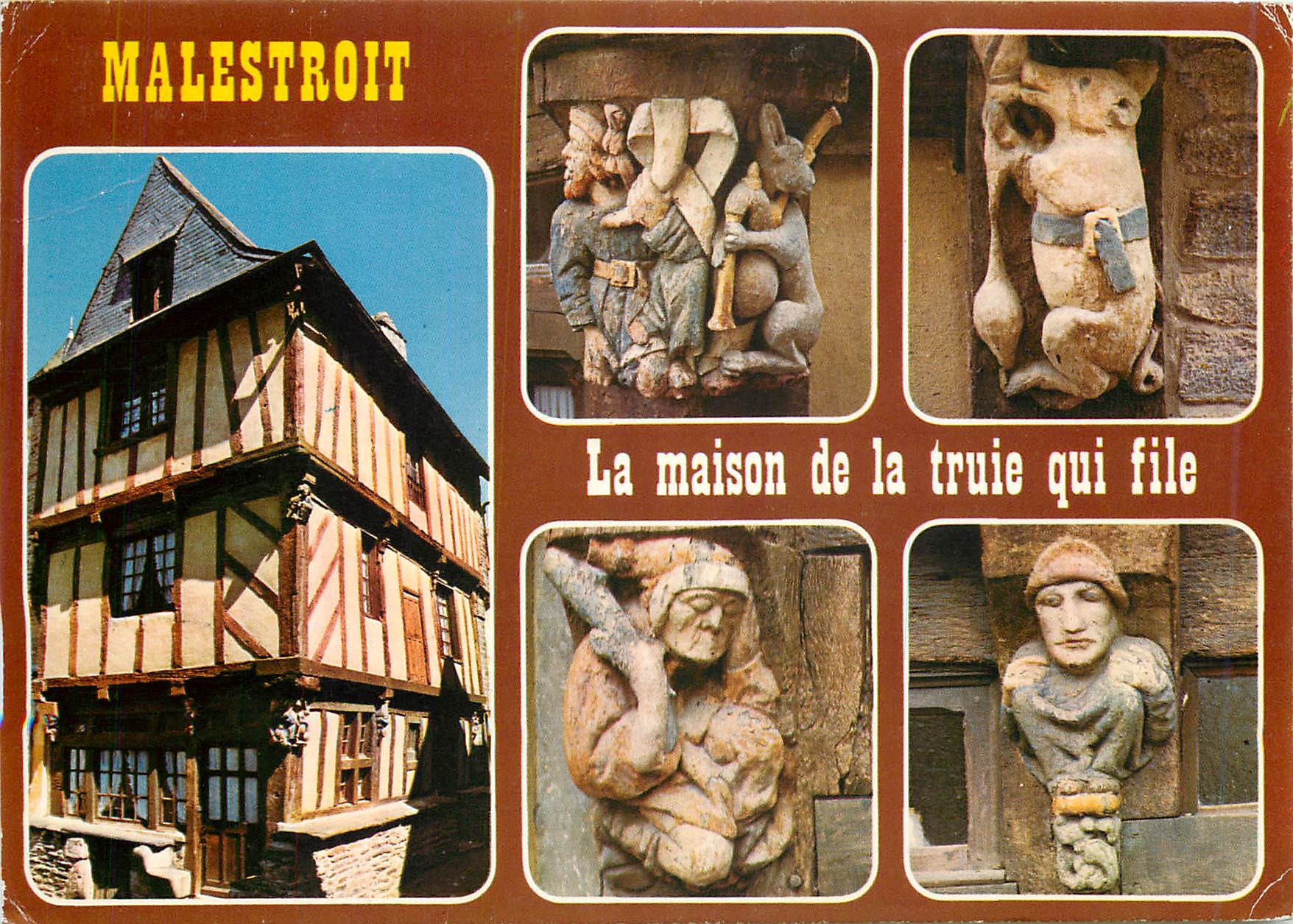 CPM Couleurs de Bretagne Malestroit La maison de la trule qui file ou la maison singes
