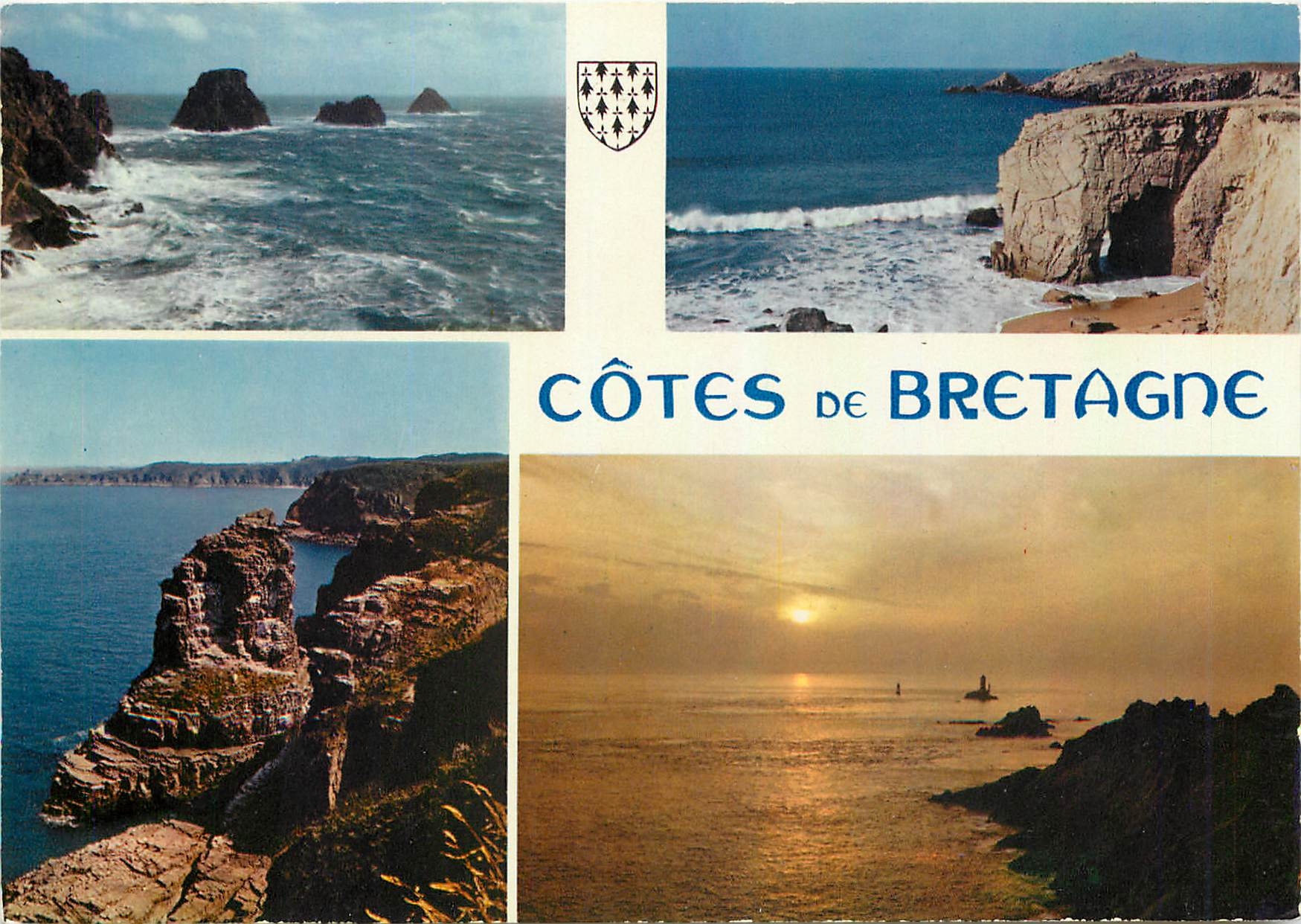 CPM Couleurs de Bretagne Cotes de Bretagne les Tas de Pois la presqu'il de Quiberon le cap Frehel la