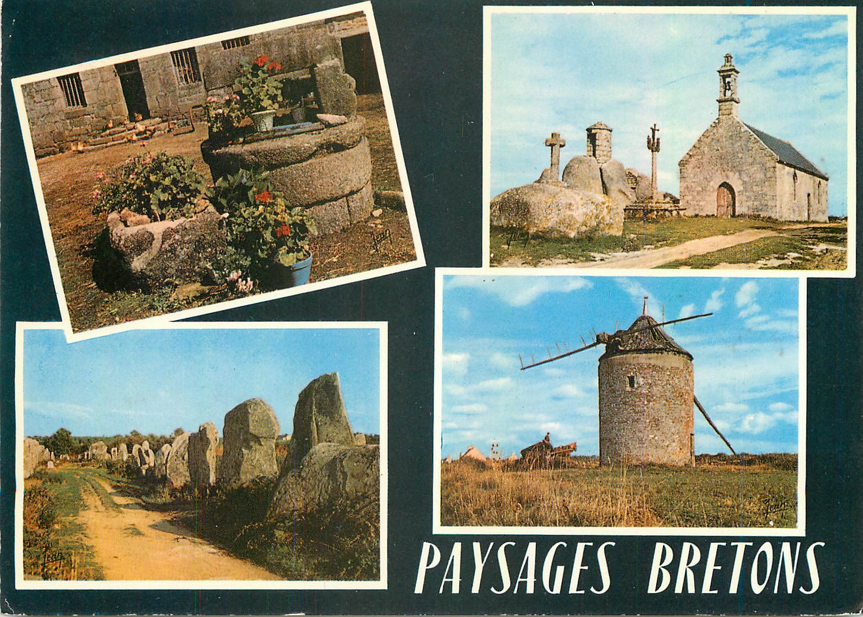 CPM La bretagne Puits chapelle alignements de Carnac et moulin