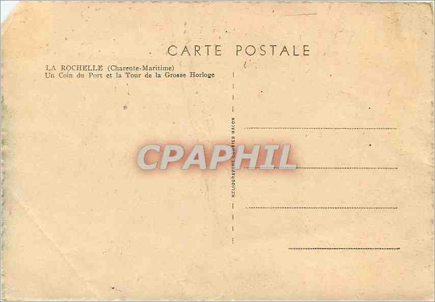 La Rochelle (Charente-Maritime) — Un Coin du Port et la Tour de la Grosse Horloge — Néloirivière & Macon — Back