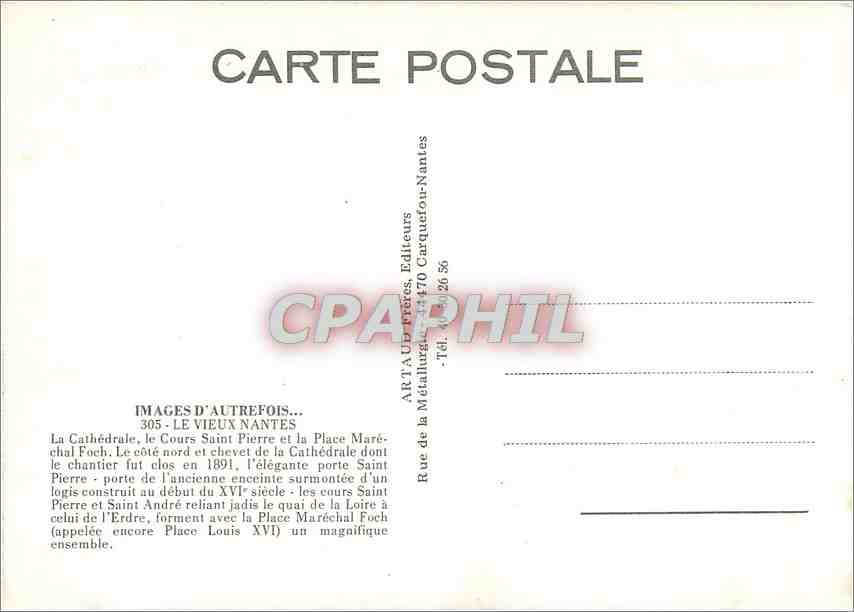 CPM Images d'Autrefois Le vieux Nantes — Verso