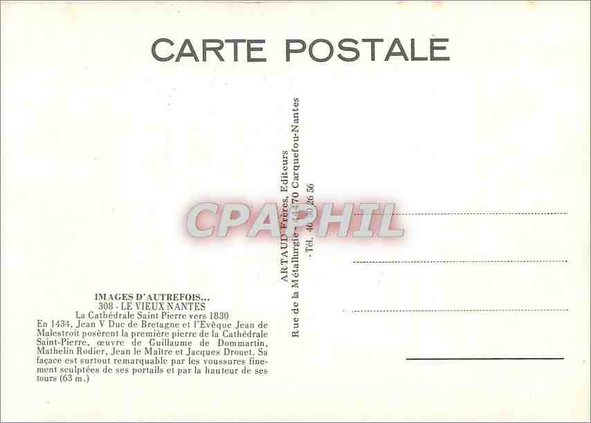 CPM Images d'Autrefois Le vieux Nantes — Verso
