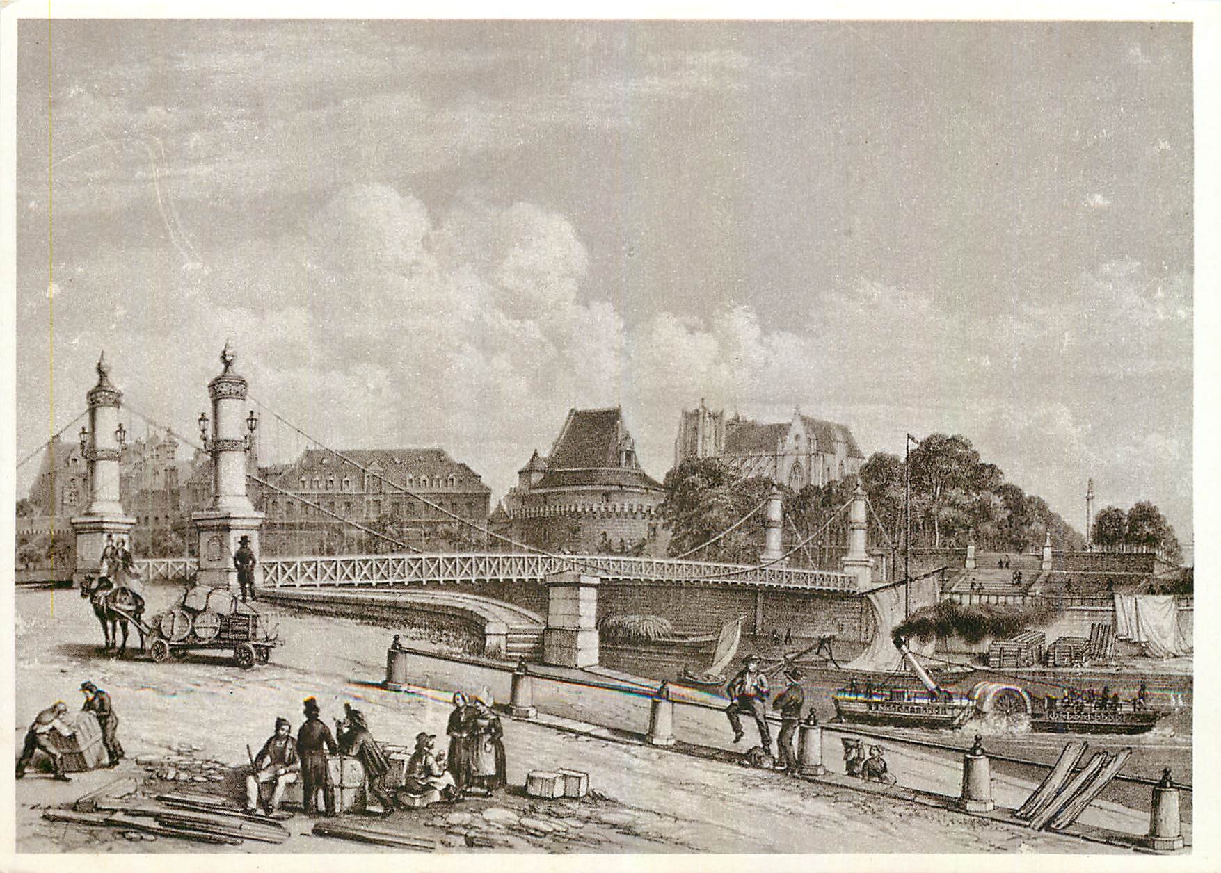 CPM Nantes autrefois le Pont de la Rotonde vu de la Prairie de Mauves