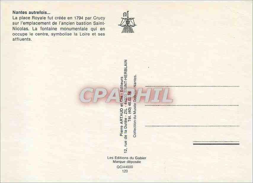 CPM Nantes autrefois la place Royale fut creee en 1794 bastion Saint Nicolas — Rückseite