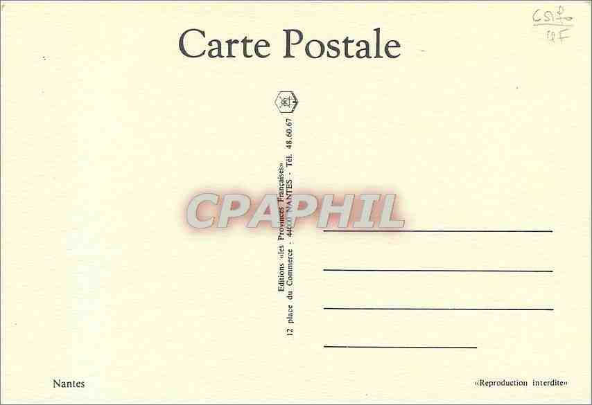 CPM Nantes (Loire Atlantique) — Verso