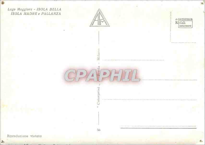 CPM Lago Magiore Isola Bella Isola Madre e Pallanza — Back