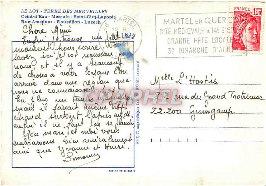 CPM Le Lot Terre des mercveilles Ceint d'Eau Mercues Saint Cirq — Rückseite