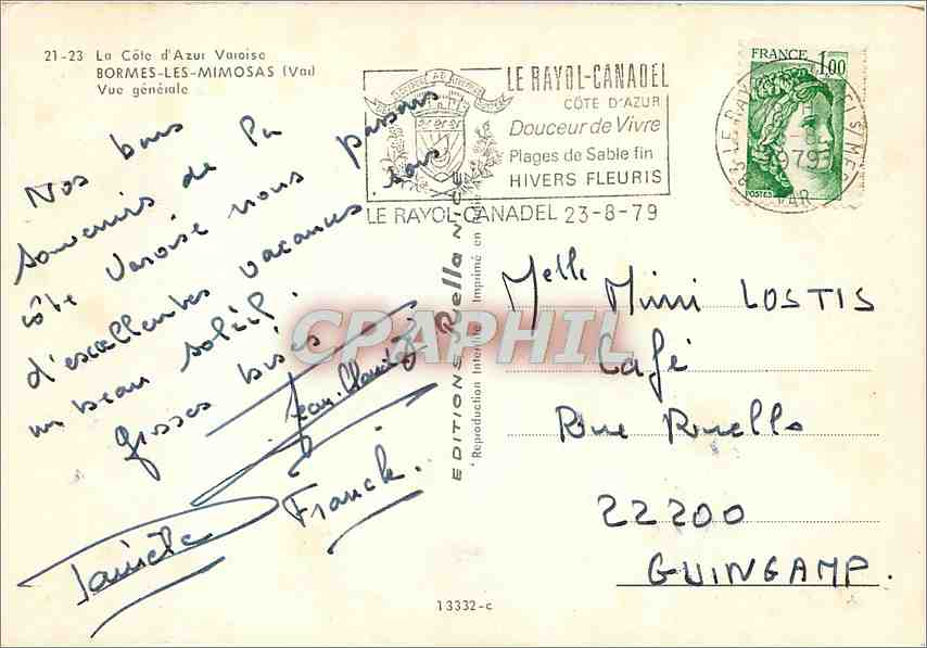 CPM La Cote d'Azur Varoise Bormes Les Mimosas (Var) Vue generale — Verso