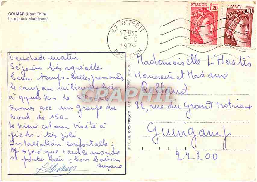 CPM Colmar (Haut Rhin) La rue des Marchands — Rückseite