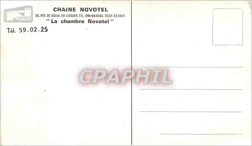 CPM Chaine Novotel La Chambre Novotel — Rückseite