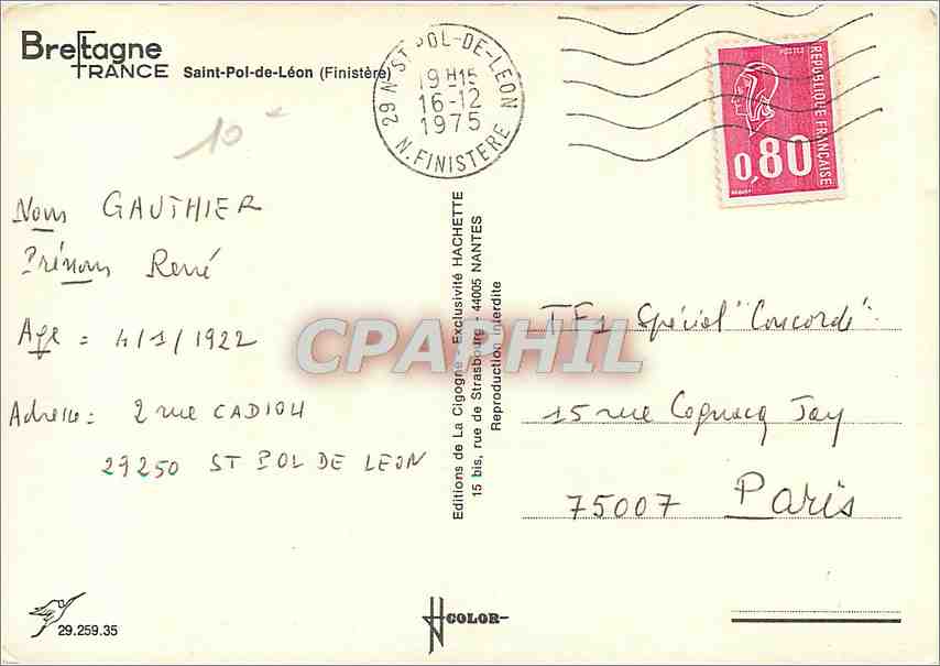 CPM Bretagne France Saint Pol de Leon (Finistere) — Rückseite