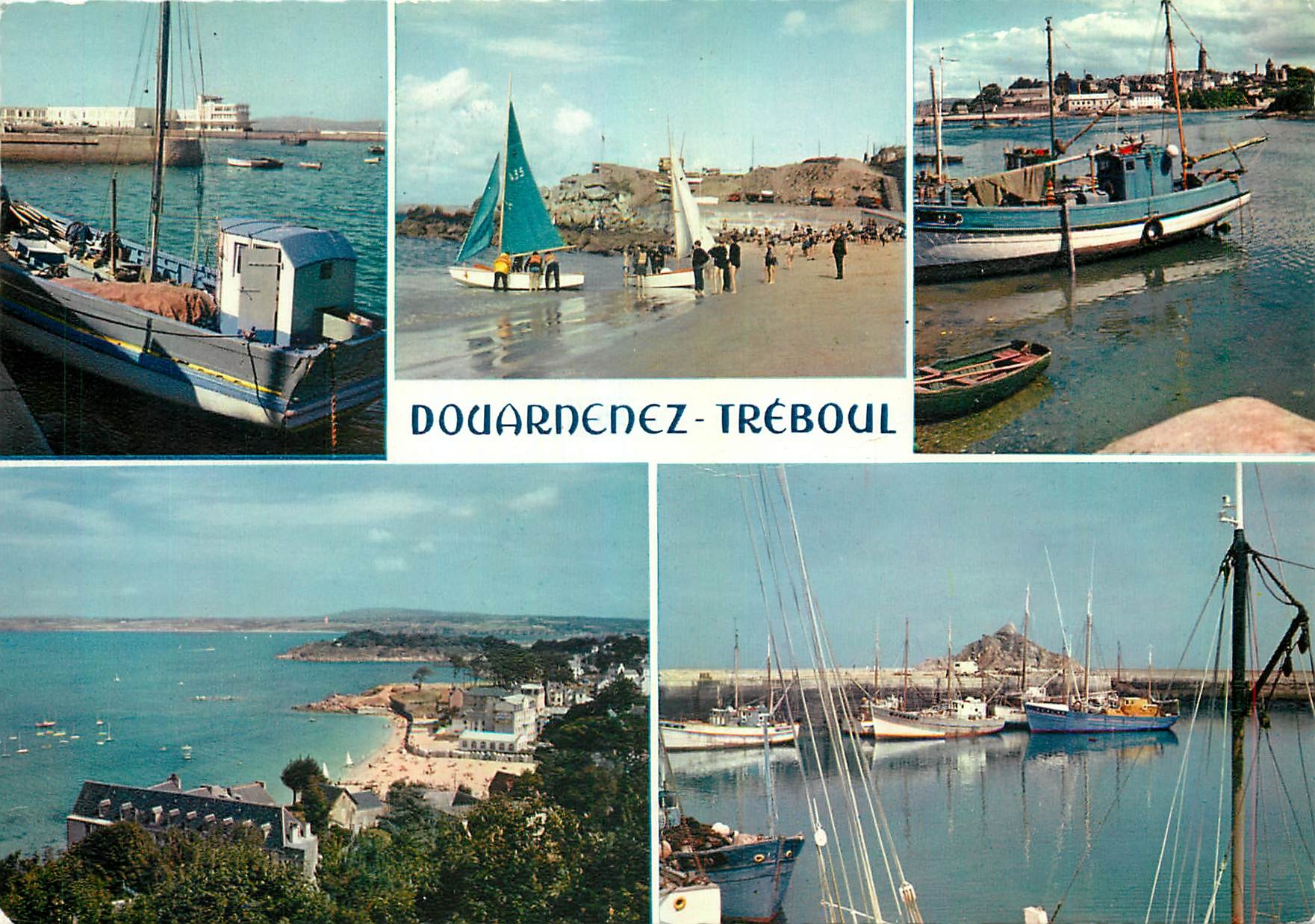 CPM Bretagne (Finistere) Le Port de Douarnenez et les plages de Treboul