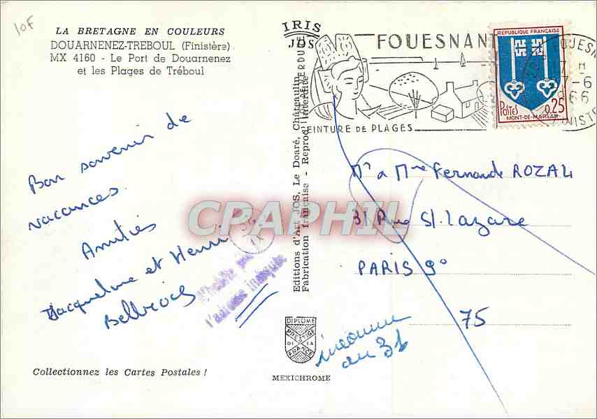 CPM Bretagne (Finistere) Le Port de Douarnenez et les plages de Treboul — Rückseite