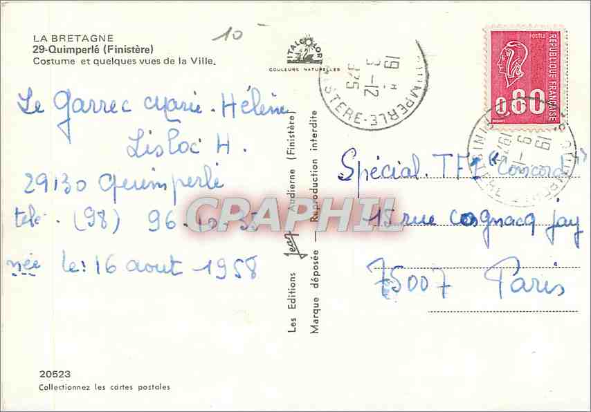 CPM Bretagne (Finistere) Quimperle Costume  et qulques vues de la Ville — Rückseite