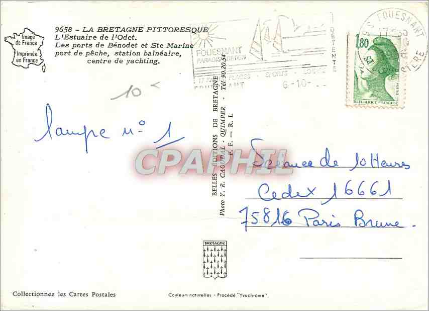 CPM Bretagne pittoresque de la mer et des bois sur la cote des legendes Benodet — Rückseite