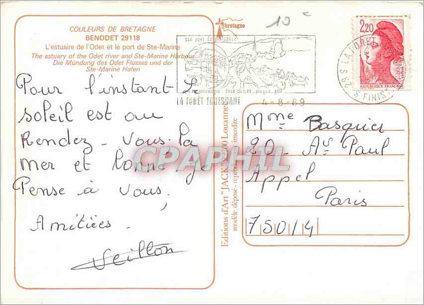 CPM Bretagne pittoresque Le Pays Bigouden le phare — Rückseite