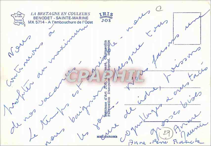 CPM Bretagne Benodet et Sainte Marine Les ports de plaisance — Rückseite