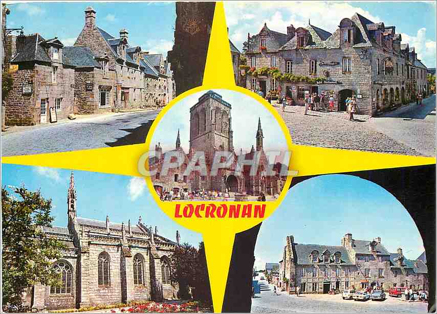 CPM Bretagne Locronan Vieilles maisons et l'eglise