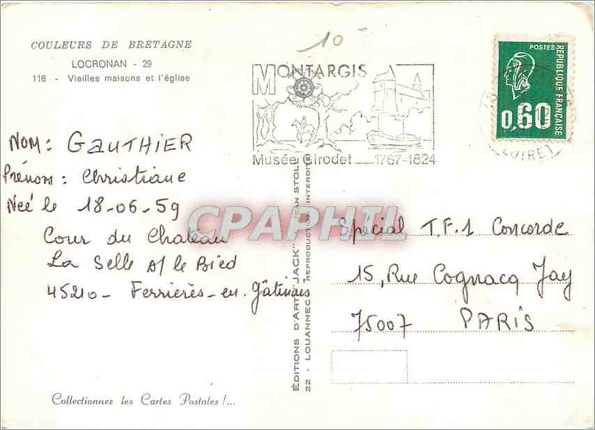 CPM Bretagne Locronan Vieilles maisons et l'eglise — Rückseite