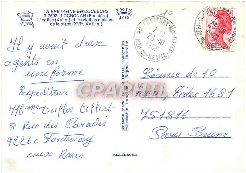 CPM Bretagne Locronan (Finistere) Ensemble de la place l'Eglise du XVe siecle et les vieilles maison — Rückseite