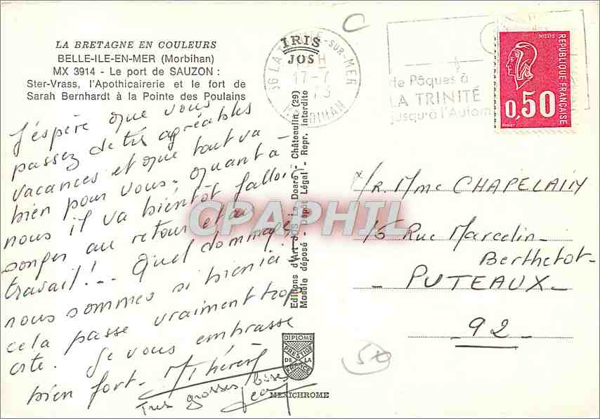 Sauzon — Belle-Île gut benannt — Editions d'Art de Bretagne — Rückseite
