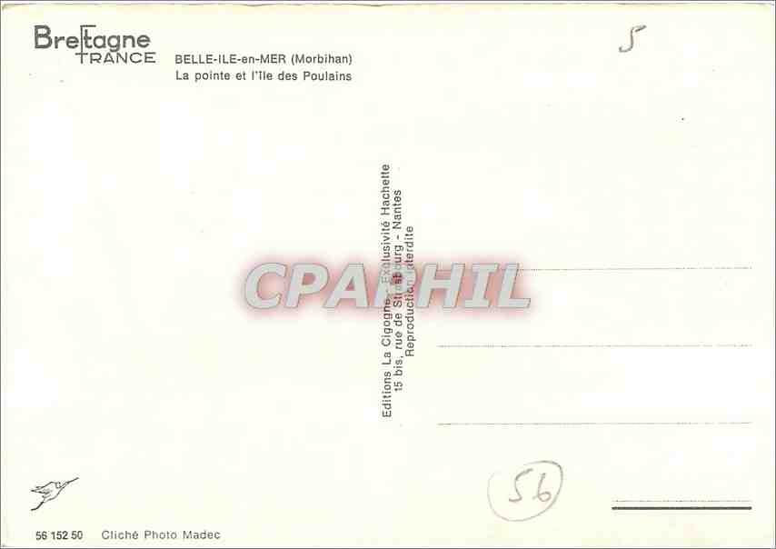 Belle-Île-en-Mer — La pointe et l'île des Poulains — Éditions La Cigogne — Rückseite