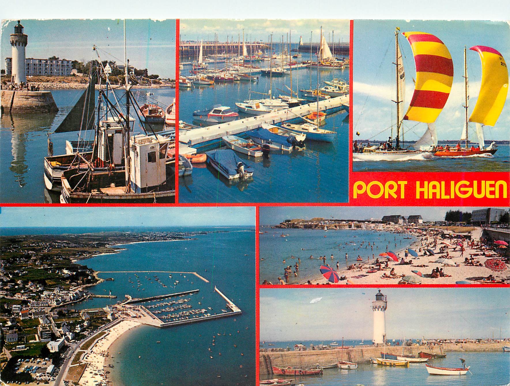 CPM Persqu'ile de Quiberon Port Haliguen Le port et la plage