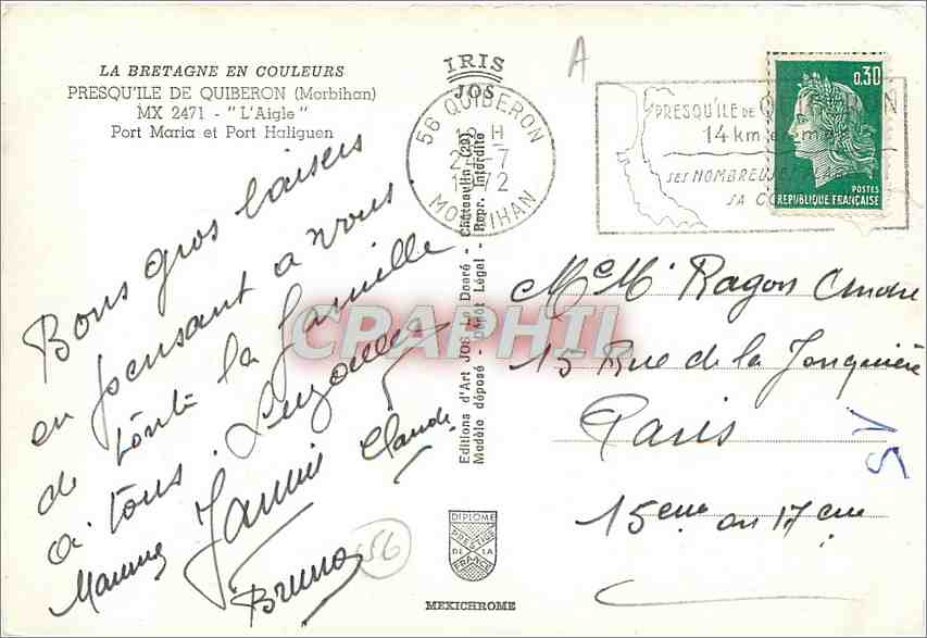 CPM Bretagne presqu'ile de Quiberon Port Maria et Port Haliguen — Rückseite
