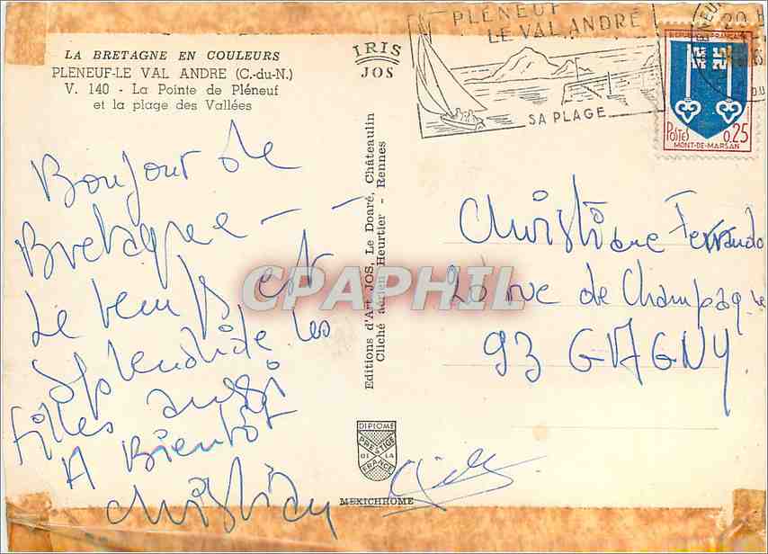 CPM Bretagne Pleneuf le Val Andre (C du N) La Pointe de Pleneuf et la plage des Vallees — Rückseite