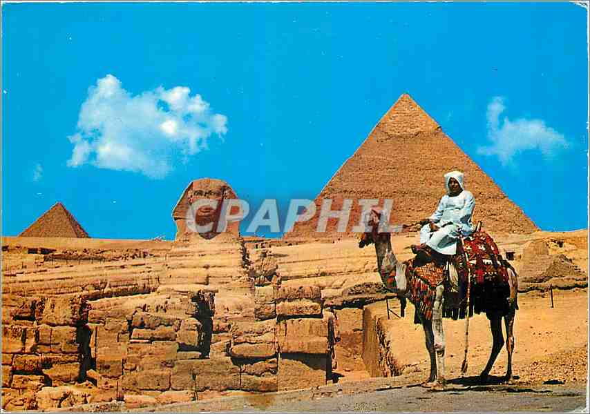 Gizeh — Le Sphinx avec les Pyramides de Khéphren et Mykérinos — Éditeur Lehnhert & Landrock, n° 55
