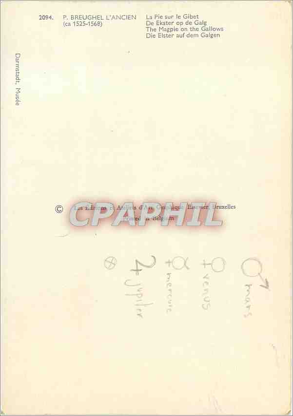 CPM P Breughel l'Ancien La Pie sur le Gibet — Back