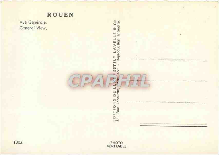 CPM Rouen Vue generale — Rückseite