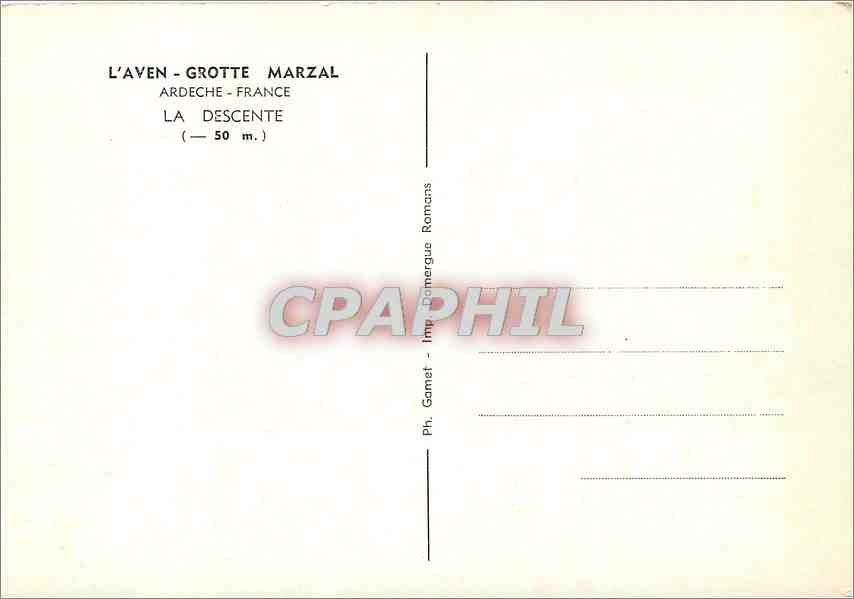 CPM L'Aven Grotte Marzal Ardeche France La Descebte (50 m) — Verso
