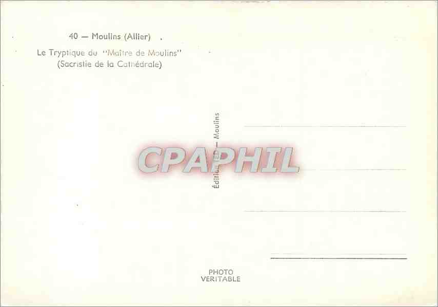 CPM Moulins (Allier) Le Tryptique du Maitre de Moulins (Sacrisite de la Cathedrale) — Rückseite