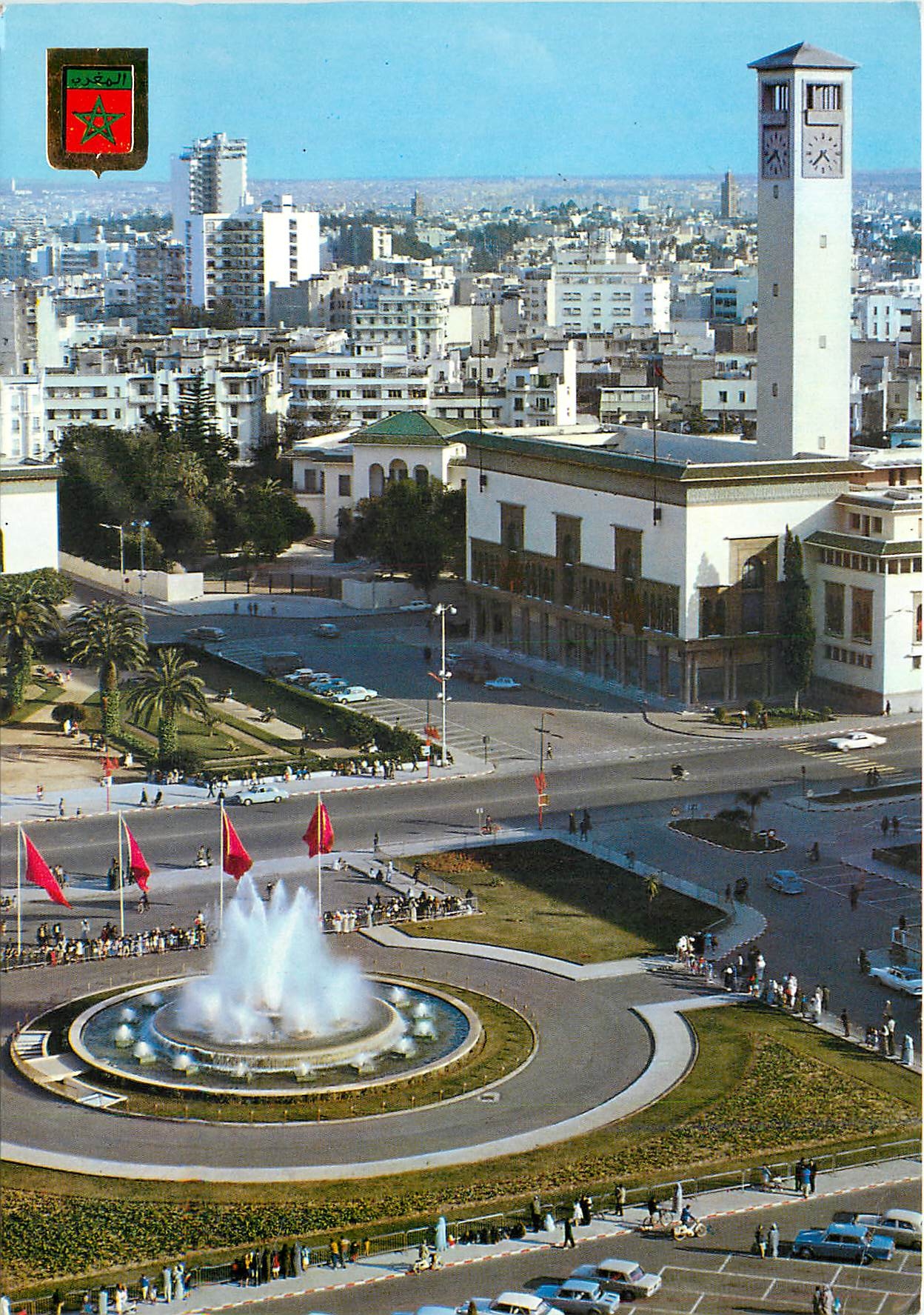 CPM  Casablanca Fontaine lumineuse et musicale Place des Nations Unies