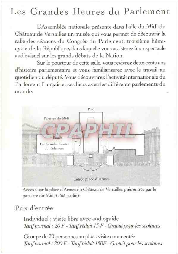 CPM Les Grandes heures du Parlement Versailles — Back