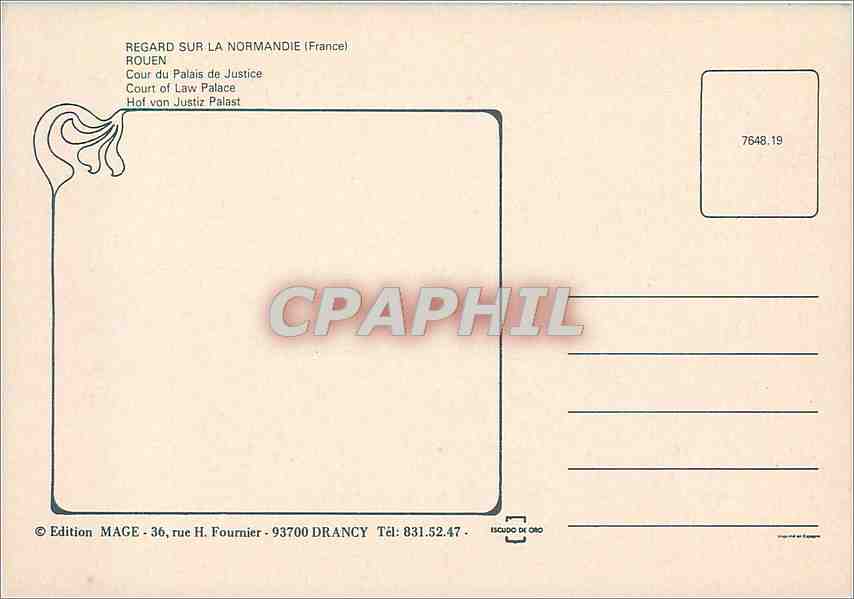 CPM Regard sur la Normandie (France) Rouen Cour du Palais de Justice — Rückseite