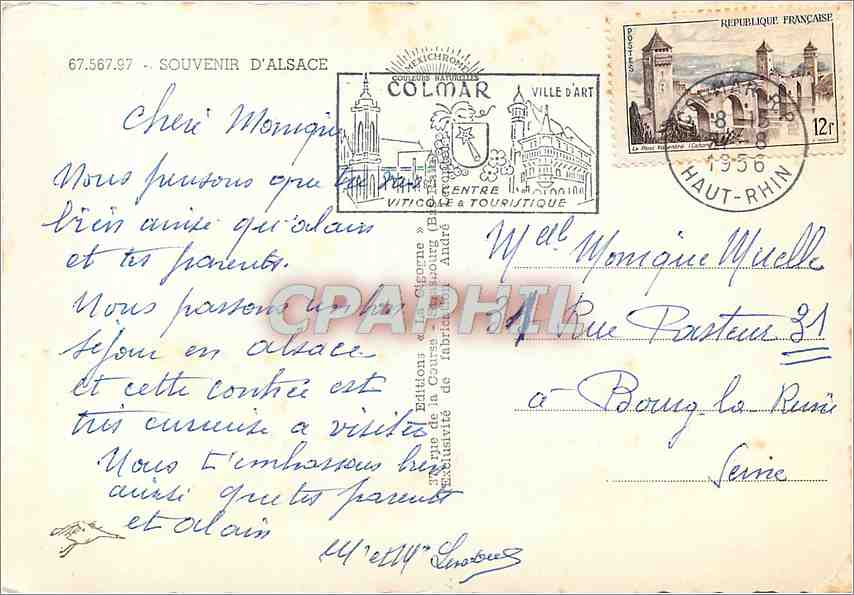 CPM Souvenir de l'Alsace Folklore — Rückseite