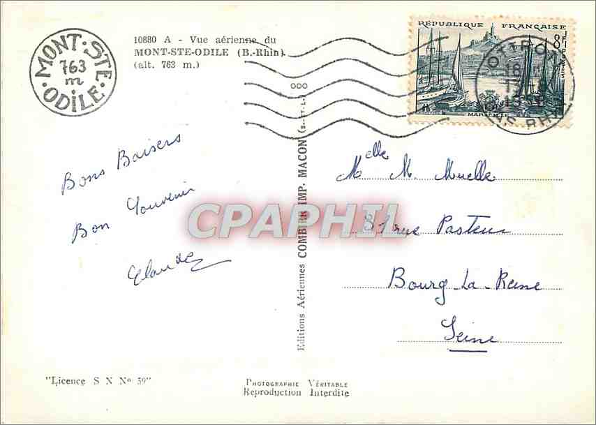 CPM Vue aerienne du Mont Ste Odile (B Rhin) (alt 763 m)DITA57 — Verso