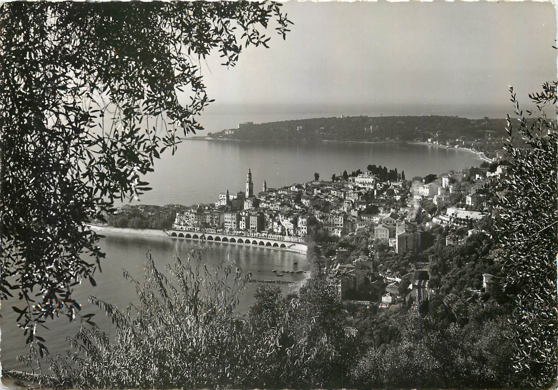 CPM Menton Vue sur la vieille ville au fond le cap Martin