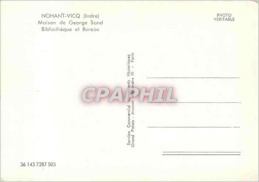 CPM Nohant Vicq (Indre) Maison de George Sand Bibliotheque et Bureau — Rückseite