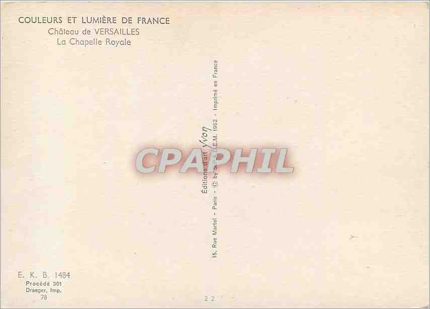 CPM Couleurs et Lumiere de France Chateau de Versailles la chatelle Royale — Verso