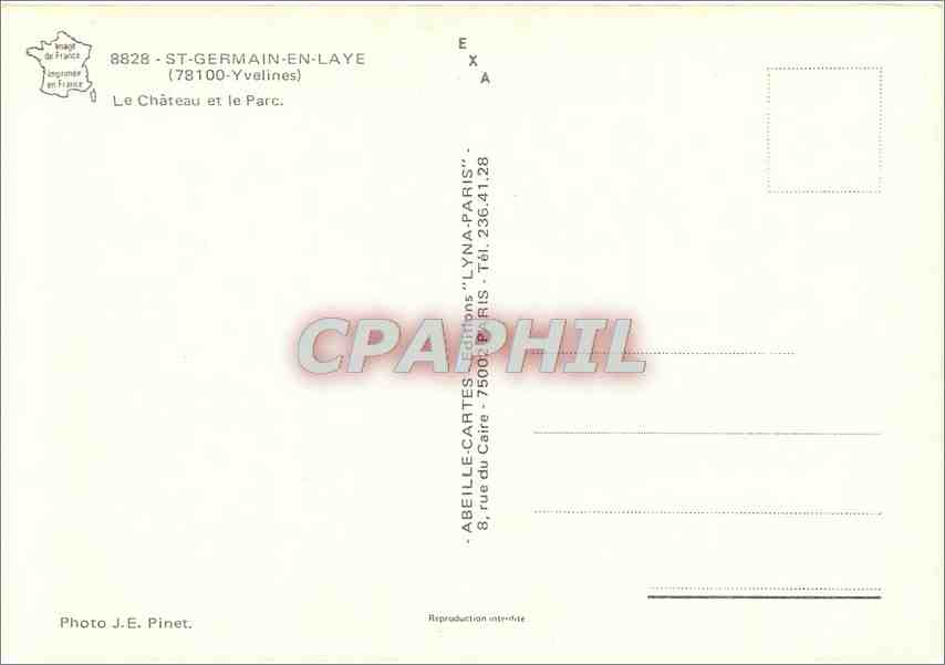 CPM St Germain en Laye (Yvelines) Le chateau et le Parc — Verso