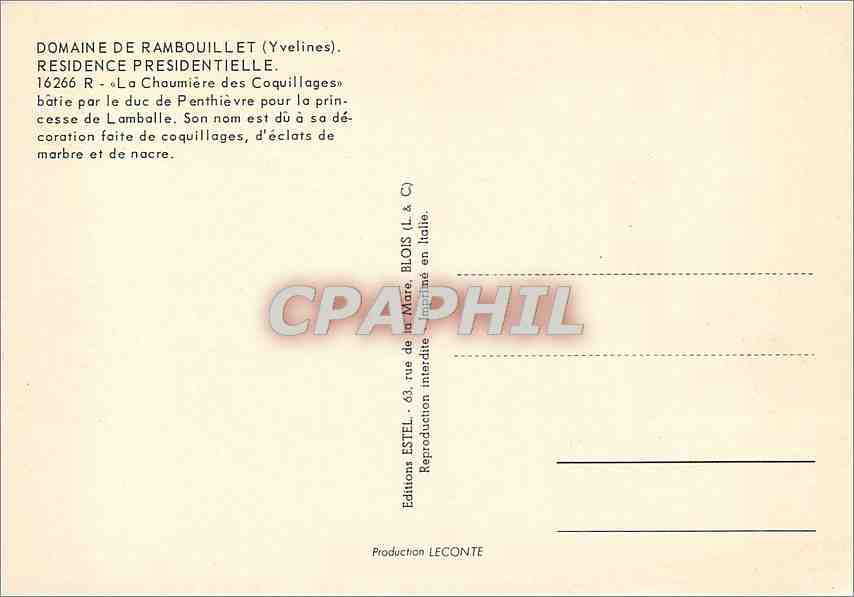 CPM Domaine de Rambouillet (Yvelines) Residence Presidentille — Rückseite