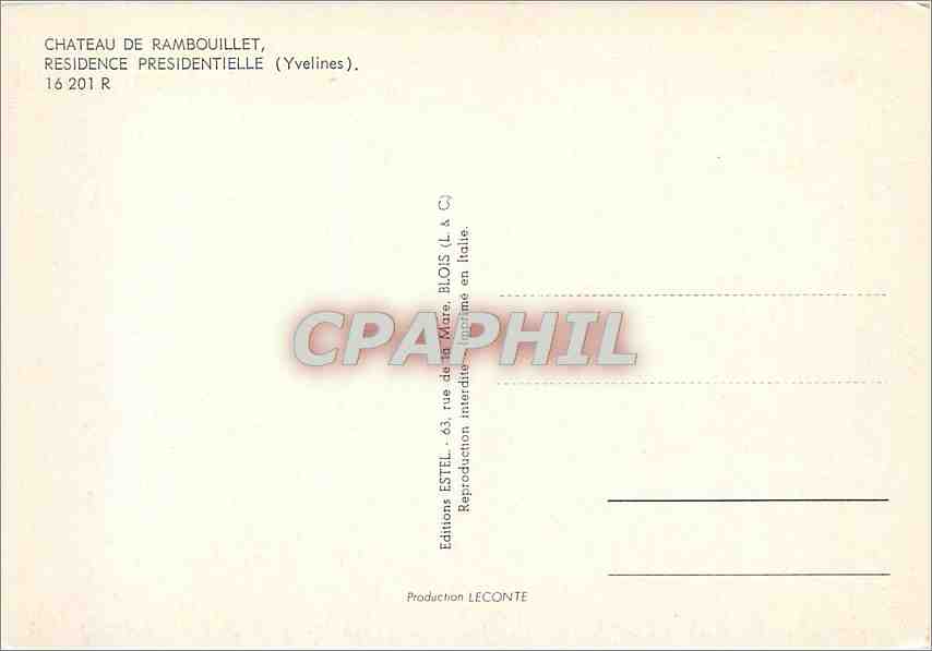 Schloss Rambouillet — Präsidialresidenz — Verlag Estel, n° 16 201 R — Rückseite