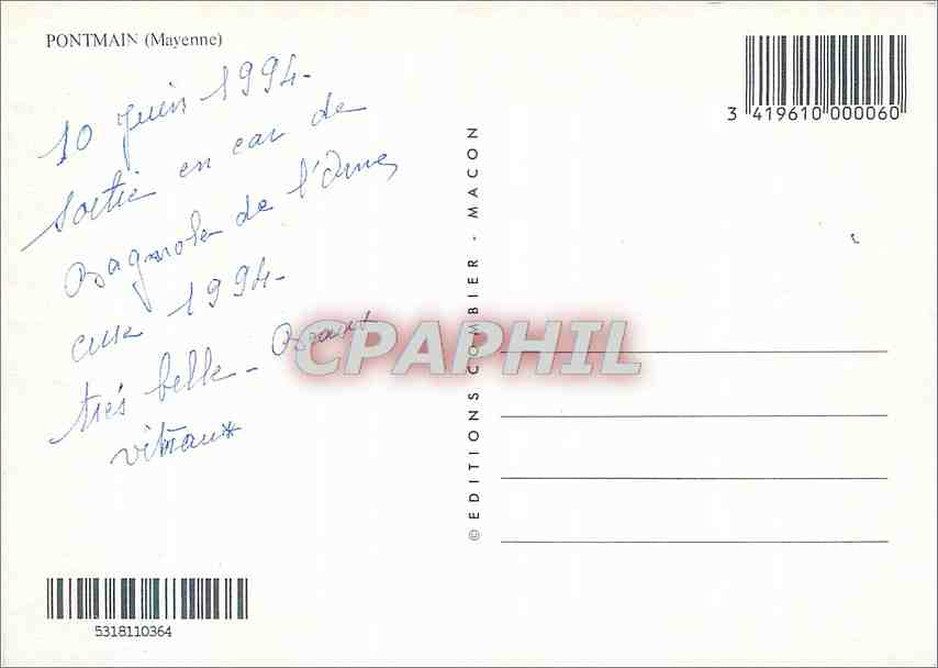 CPM Pontman 53 Mayenne Ases pieds j'ai prie pour vous — Rückseite