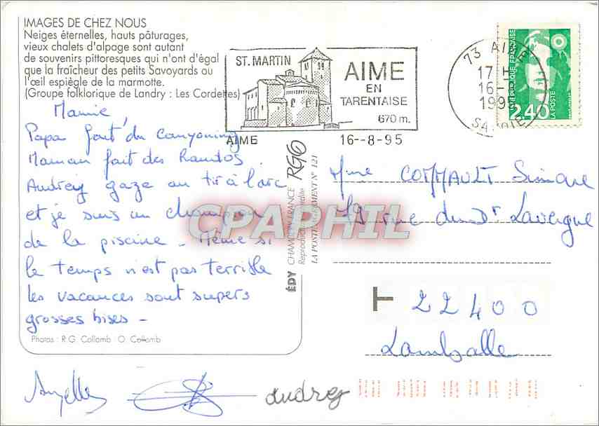 CPM Images de chez nous Neige eternelles hauts paturages vieux chalets d'alpage sont autant de souve — Rückseite